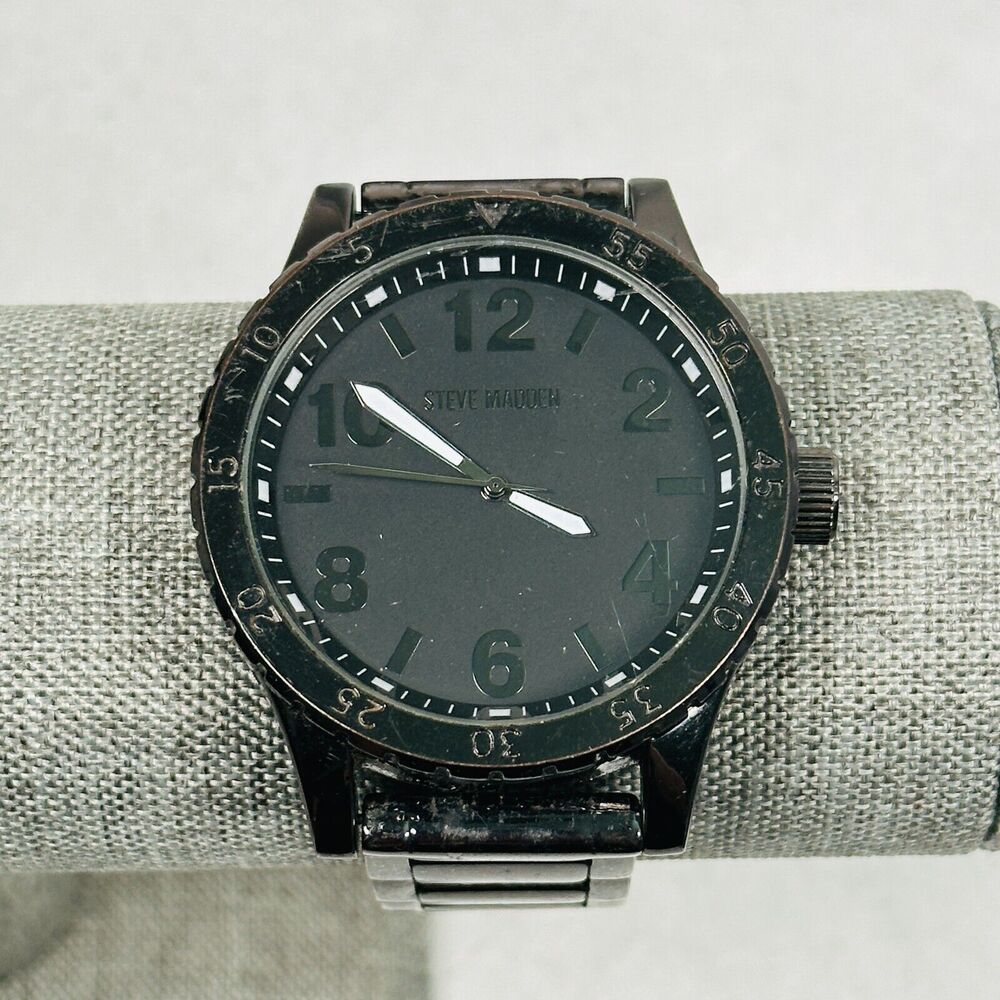 Steve Madden Watch Mens 48mm Dark Gray Rotating Bezel New Battery
